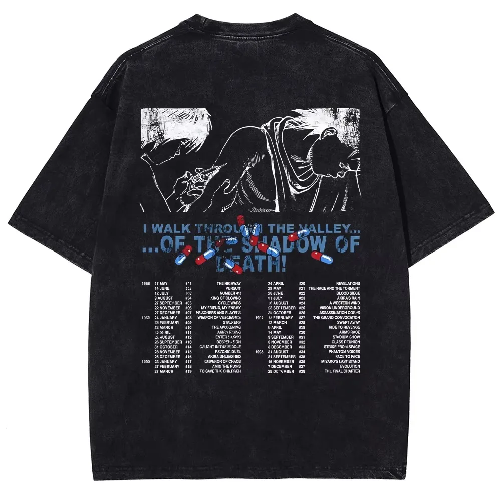 2026 New Style Vintage Washed Oversized T Shirt Men Retro Comic Portrait Graphic Print Short Sleeve Loose Streetwear Top Kids