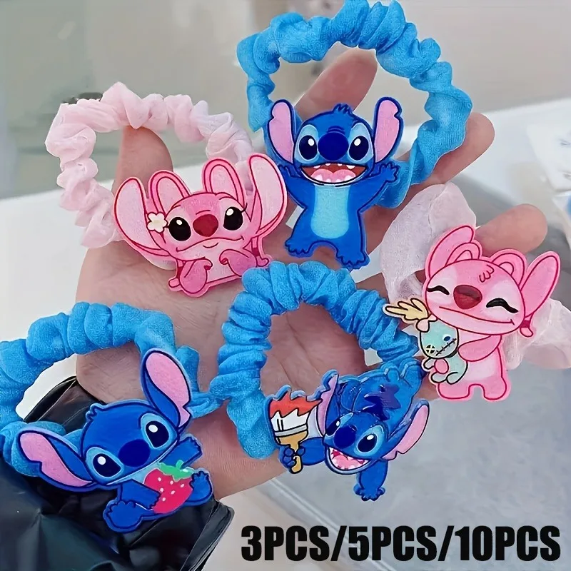 3/5/10 قطعة ديزني غرزة الشعر دائرة غرزة الملاك ‌ ليلو وستيتش ‌   عنصر حبل الشعر الكرتون متعة ارتداء اليومي الهدايا إكسسوارات الشعر