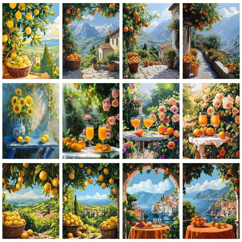 

GATYZTORY Diamond Painting Full Square Drill Lemon Fruit Landscape Embroidery Mosaic Cross Stitch Picture Of Rhinestones Childre