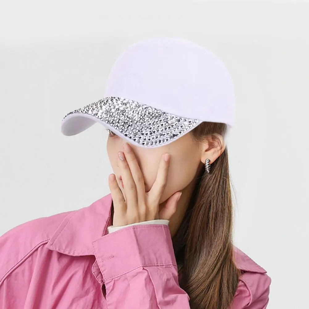 Hats for Women Rhinestone Letter Decoration Baseball Cap Thick Warm Girls Hip Hop Caps Korean Solid Streetwear Hats