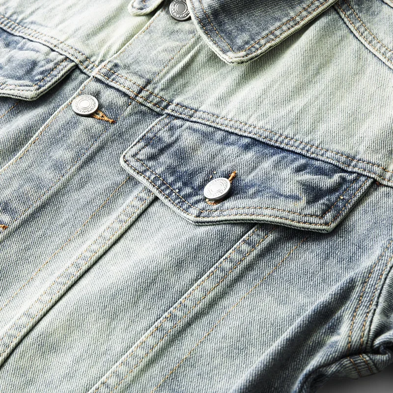 الخريف الرجال Vintage الدينيم الستر موضة دراجة نارية سترة معطف الذكور السترات رجل جودة عالية الرجال فضفاض الجينز الستر #4