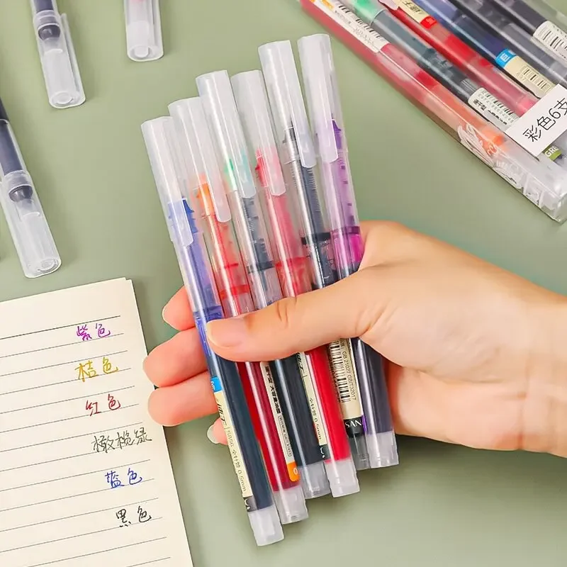 Large Capacity Liquid Ink Rollerball Pens 0.5mm Black Red Blue Green Purple Student Writing Quick-drying Learning Office Gel Pen image 4