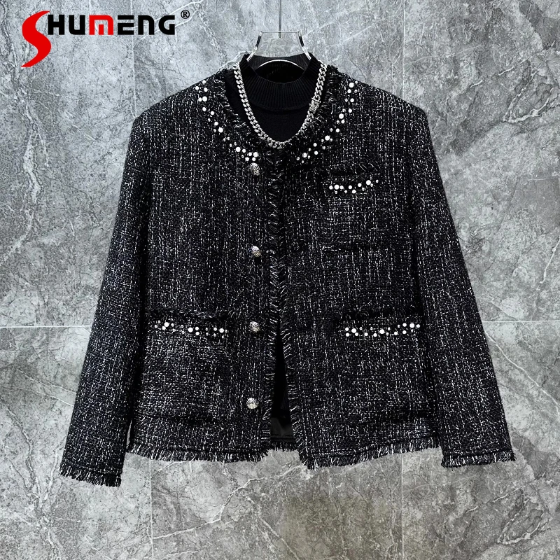 

Men's 2025 Autumn New Small Fragrant Jackets Retro Woven Tassel Design Loose Coats Gentleman Fashion Trendy Short Style Jacket