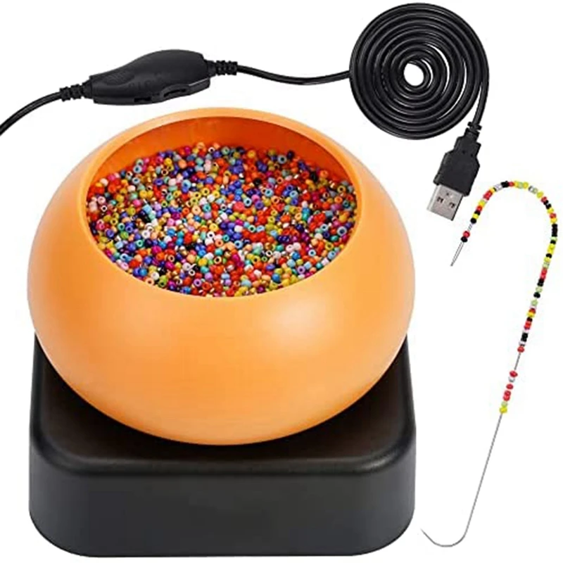 Electric Beading Spinner, Adjustable Speed Bead Loader, Bead Loader Bowl With Electric Base, Needles For DIY Jewelry