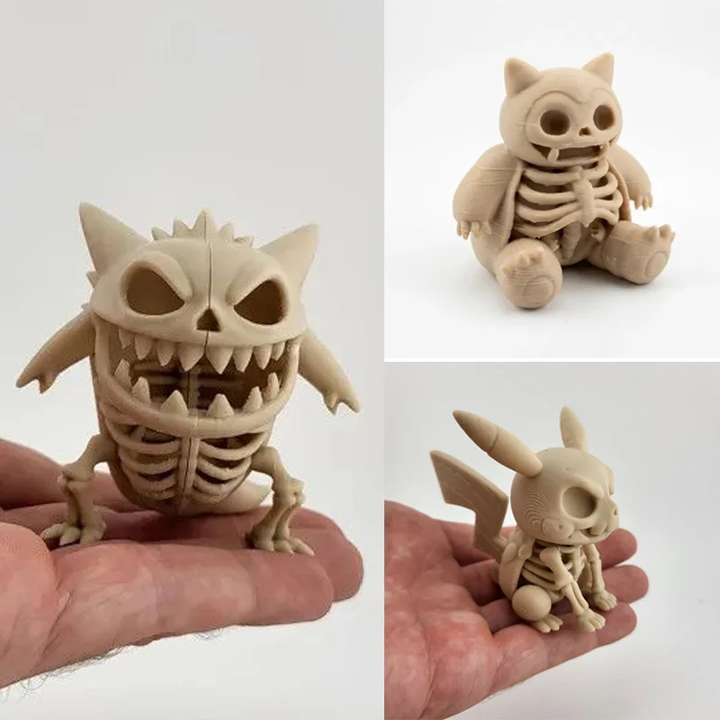 Pokemon Pikachu Gengar Actionfiguren Anime Skelettmodellfiguren Charmander Mewtwo Snorlax Eevee Desktop-Ornamente Kindergeschenk