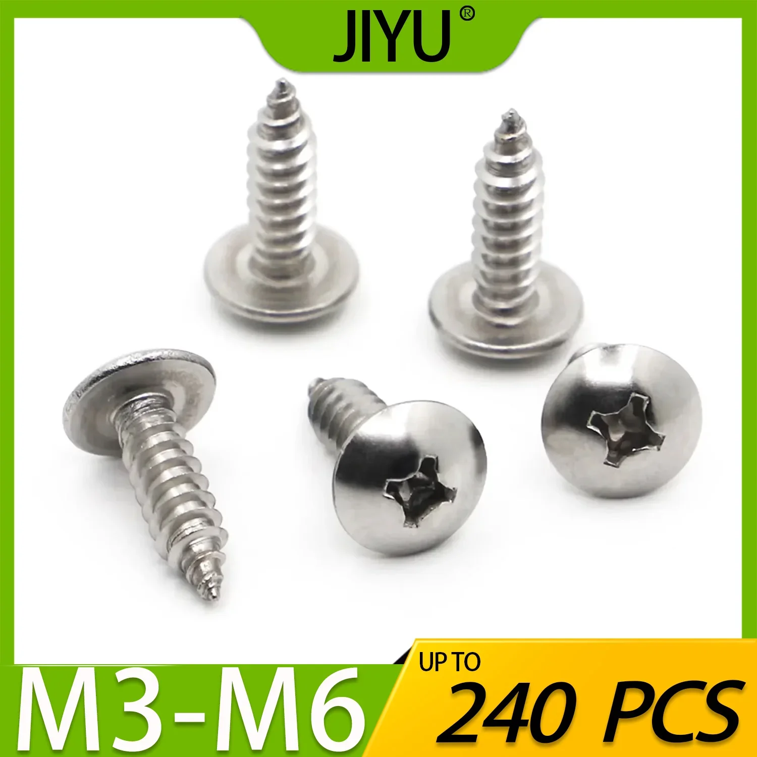 

54-240pcs Cross Recessed Truss Head Self-tapping Screw 304 Stainless Steel Kit M3 M4 M5 M6 Phillips Mushroom Head Wood Screw