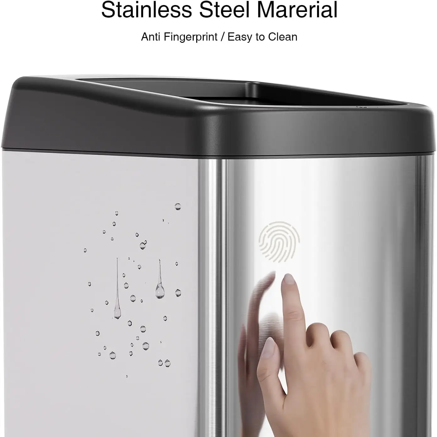 

13 Gallon Kitchen Trash Can with Roll Up Lid, Automatic Touchless Motion Sensor Rectangular Trash Can with Wheels