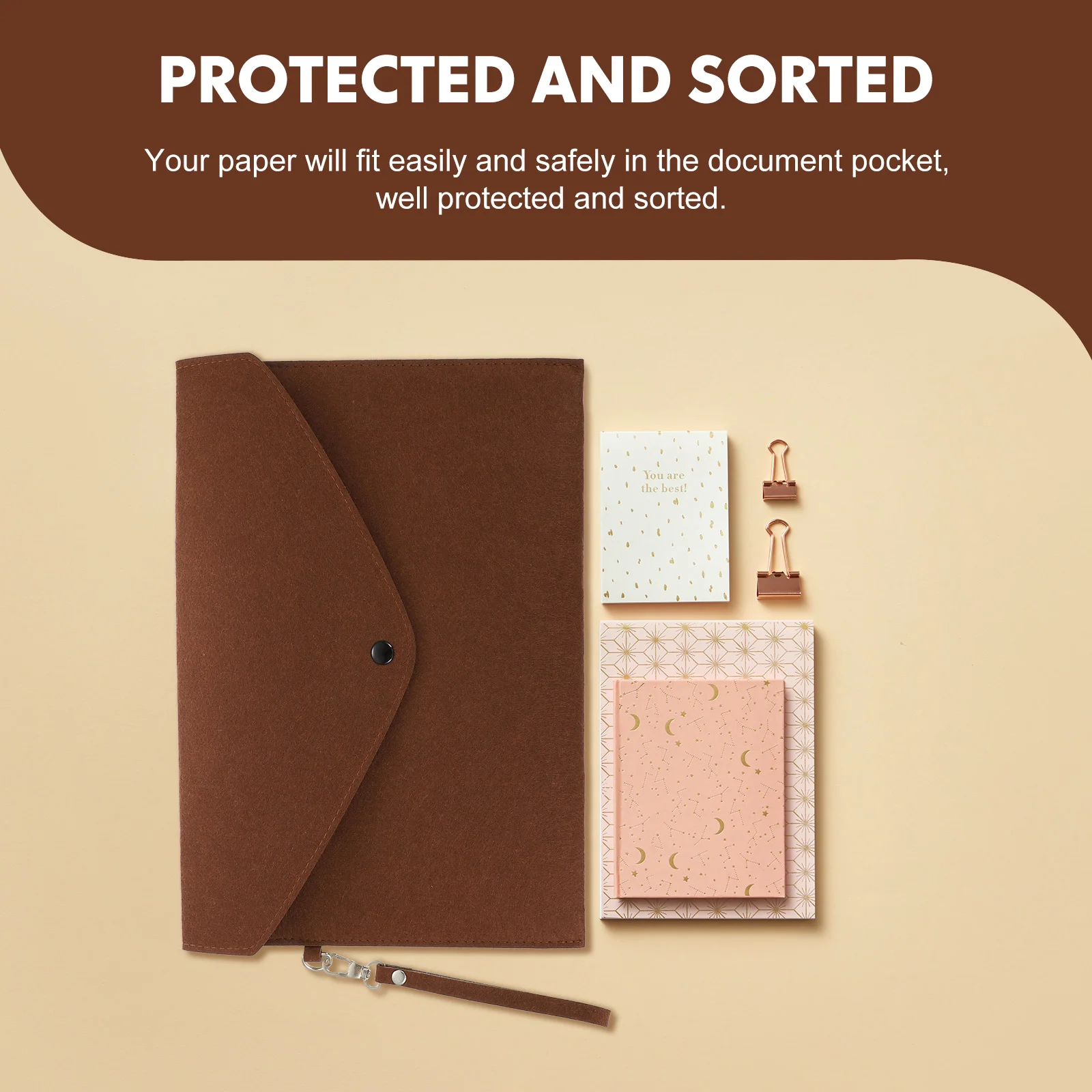 Folder Felt Paper Bags Business Envelopes File with Lanyard The Desktop Stores Test Papers Travel