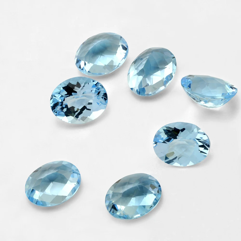 100% 진짜 천연 스카이 블루 토파즈 타원형 3*4mm-15*20mm 느슨한 보석 도매 로트 30pcs 10pcs