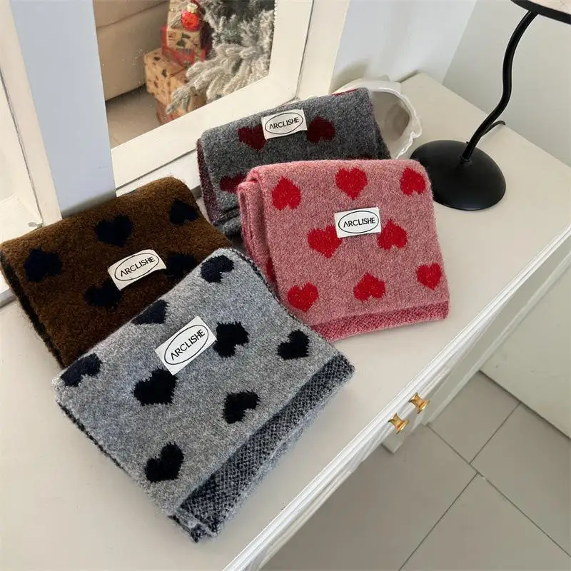 Koreanische Herbst- und Winter-Schals für Kinder, süßes Herz, weicher Strickmuffel, dicker, warmer Halstuch-Halswärmer – Detail 7