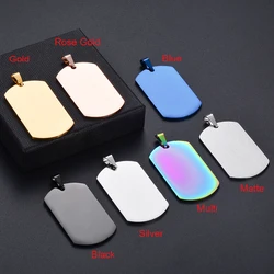 10pcs Wholesale 7 Colors Stainless Steel Military Army Style ID Blank Dog Tags Pendant Rectangle Necklace Jewelry Accessories