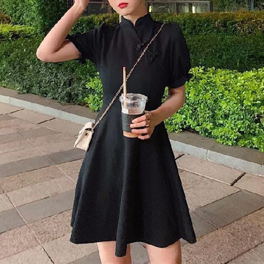 

Dress Women Vintage Popular Summer New Design College Girls Dresses Lovely Ruffles High-Waist Elegant Ladies Holiday Wear