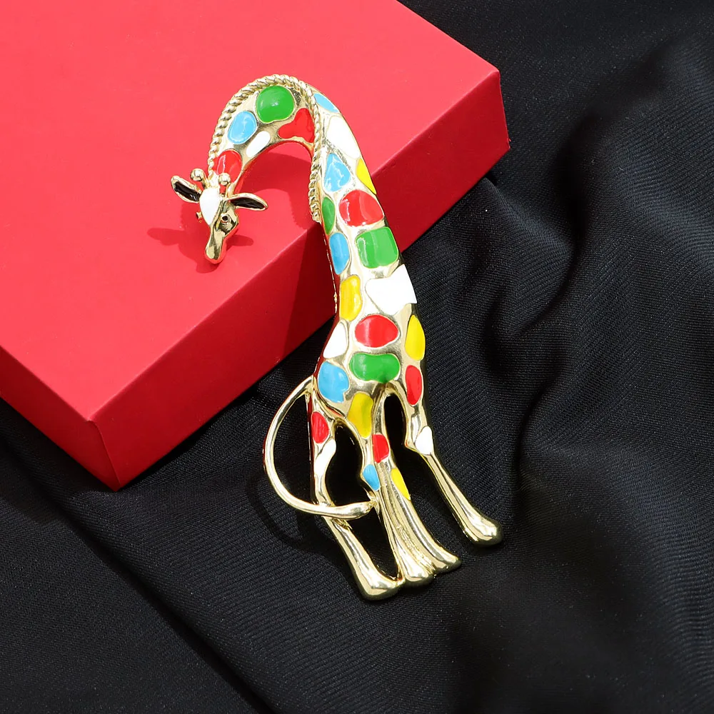 CINDY XIANG Enamel Large Giraffe Brooches For Women Vivid Animal Design Pin Luxury High Quality Accessories