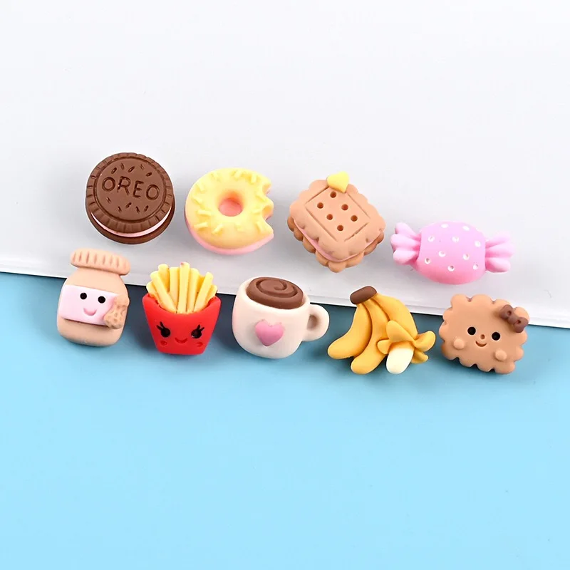 10/20/30/50 Pcs Resin DIY Materials Crafting Accessories Cookie Fries Oreo For Scrapbook Hairpin Nail iPhone Cases