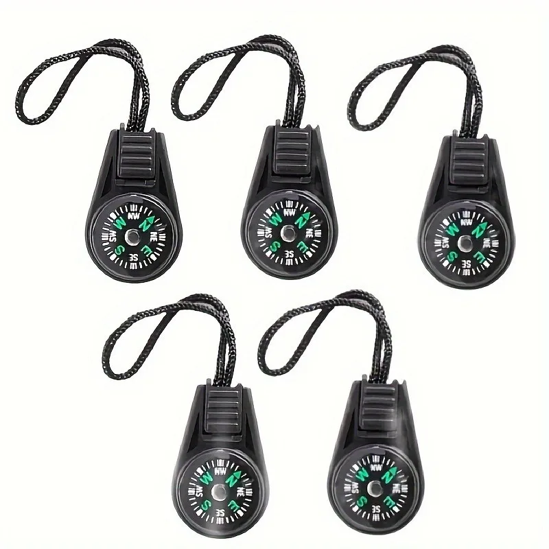 5-Pack Mini Survival Compass - Waterproof, Acrylic, Essential Outdoor Exploration Tool with Lanyard, No Batteries or Magnesium R