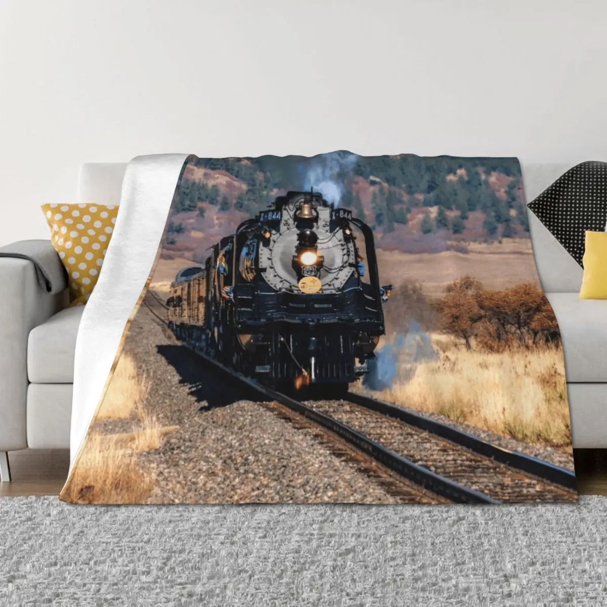 

Union Pacific 844 Throw Blanket Bed linens funny gift wednesday Stuffeds Blankets