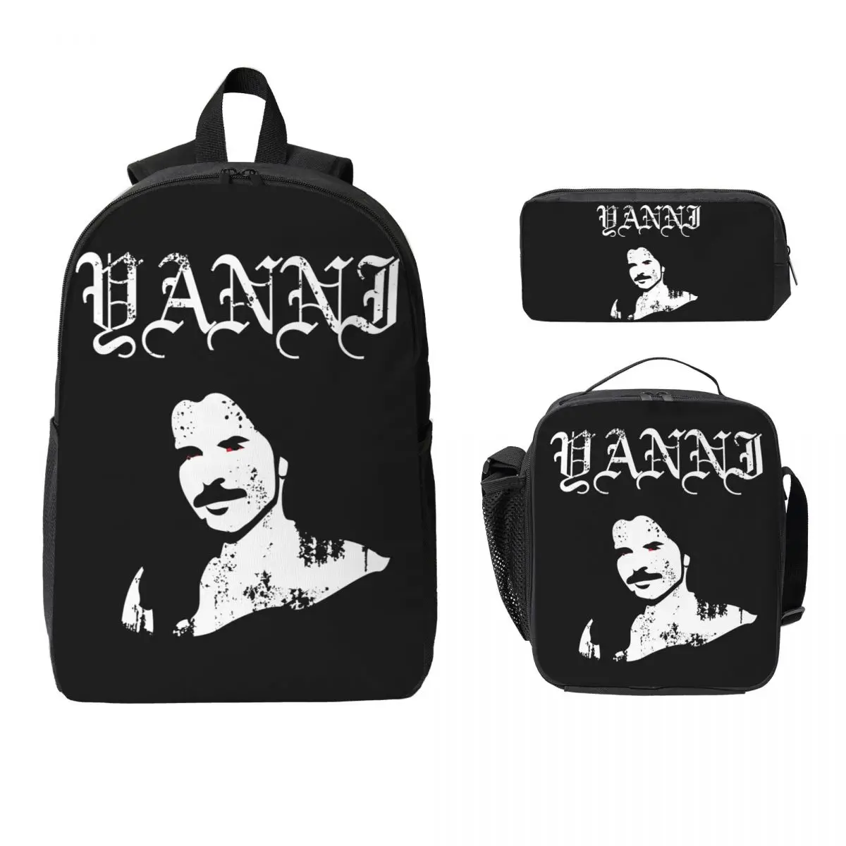 

Yanni Black Metal Backpack Student BookBag School Bag Laptop Shoulder Bags 3ps Insulated Lunch Bag Pencil Case