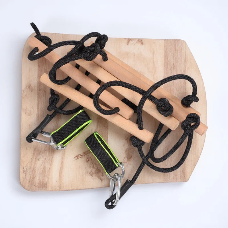 

1Set Kids Rope Ladder Climbing Frame Wooden Outdoor Playset for Sunlight Play Enhancing Coordination and Motor Skills