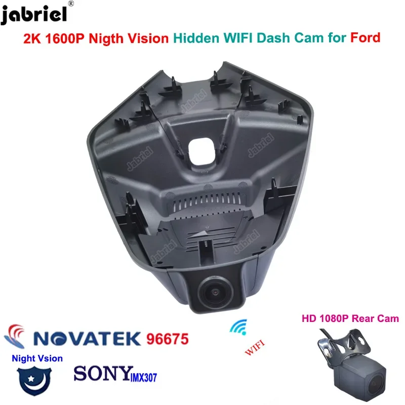 

Jabriel 2K 1600P Dedicated Dash Cam Front and Rear For Ford Taurus EcoBoost 245 Vignale 2019 2020 Car DVR WiFi Video Recorder