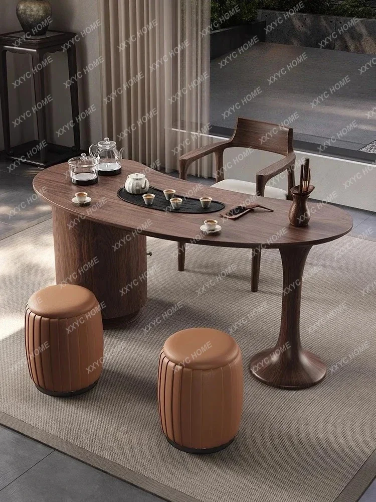 

A New Chinese-style curved tea table walnut modern simplicity and high-end balcony household small apartment fashionable