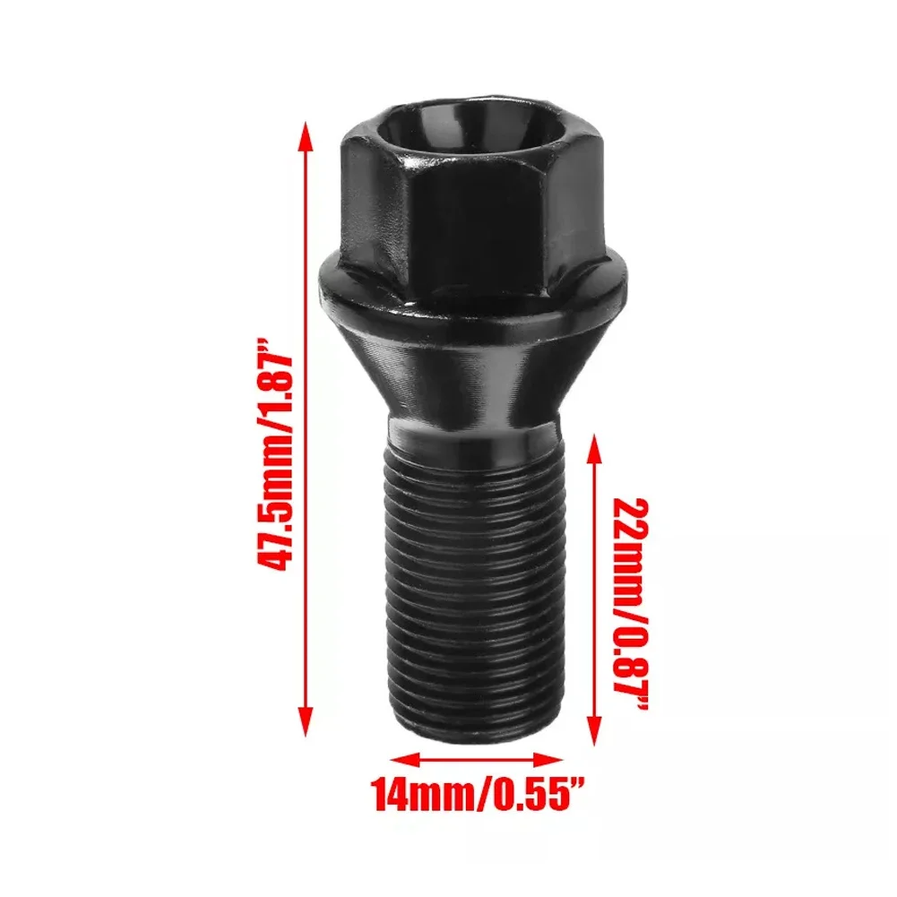 1pc Wheel Lug Bolt Nut Steel Black For BMW Hub Bolt Rod M14X1.25 F25 X3 E70 -36136781151 Durable Car Accessory