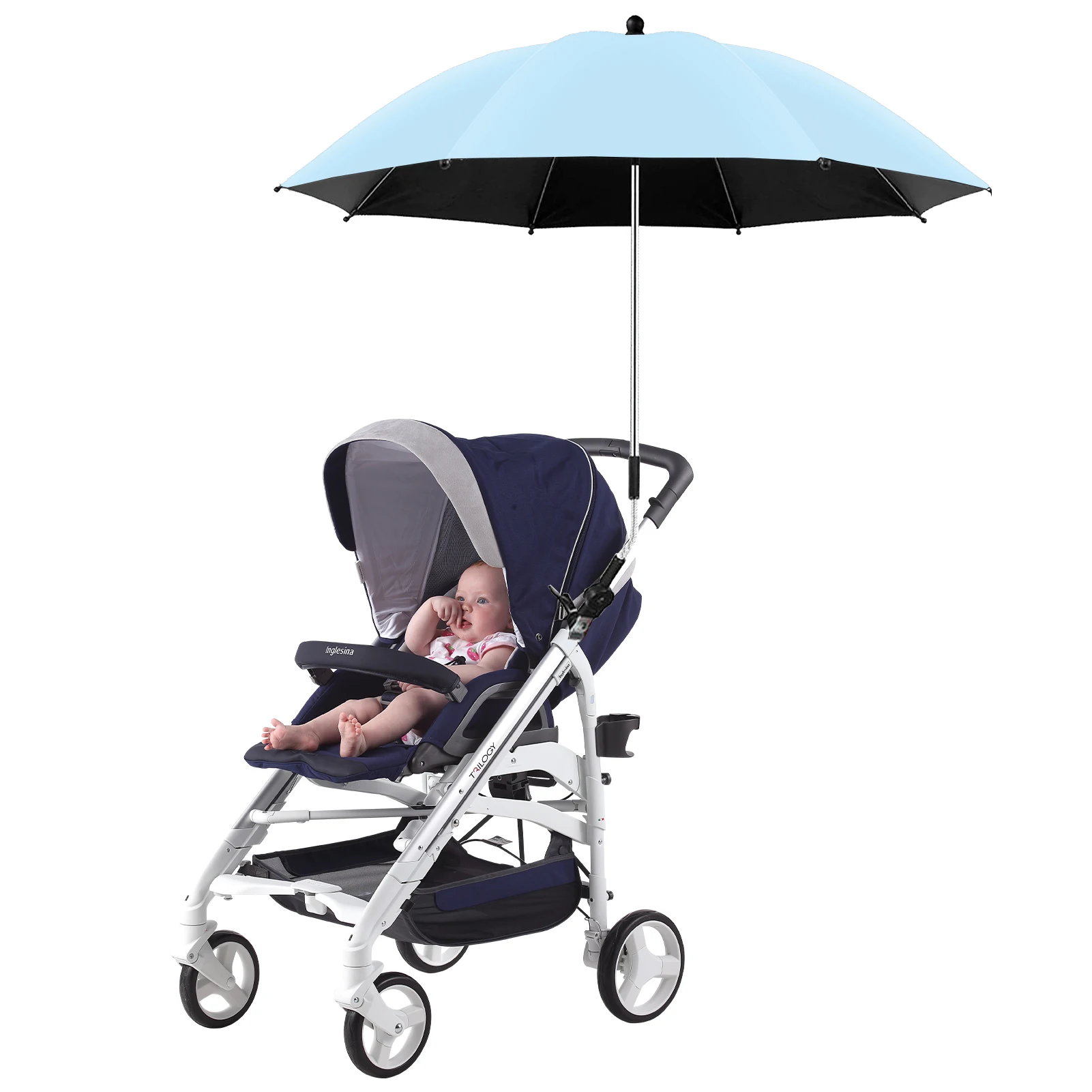 Universal Baby Stroller Umbrella With Clamp UV-Protection Sunscreen Rainproof Strollers Sunshade Cover Outdoor Stroller Supply