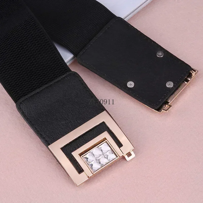 Moda feminina elástica cintura larga vestido de menina com fivela de cinto cintos femininos cintos de cintura larga para mulher