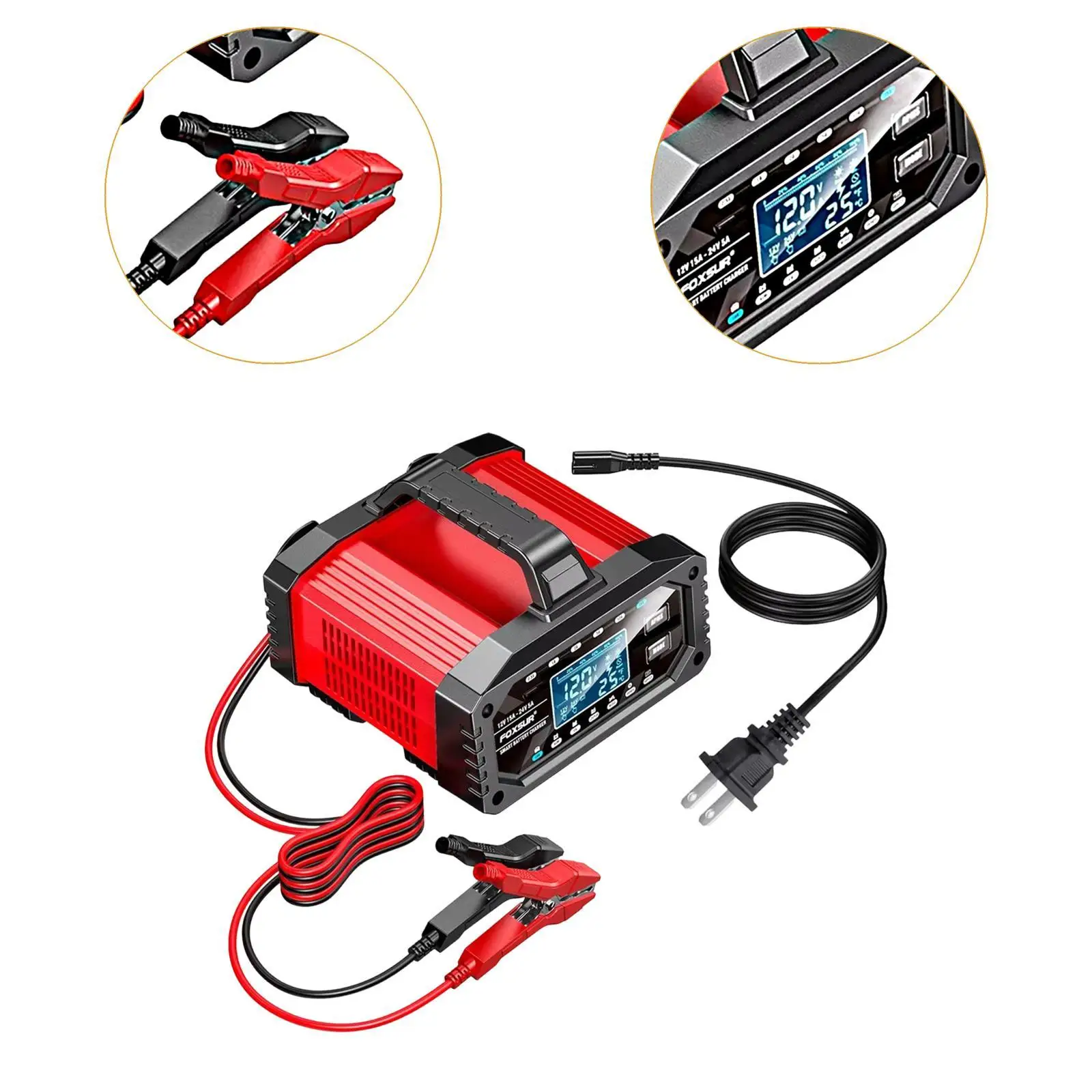 

Automotive Battery Charger Red Black ABS Material Portable Jump Starter for Auxiliary Battery Use in Cars and Atvs