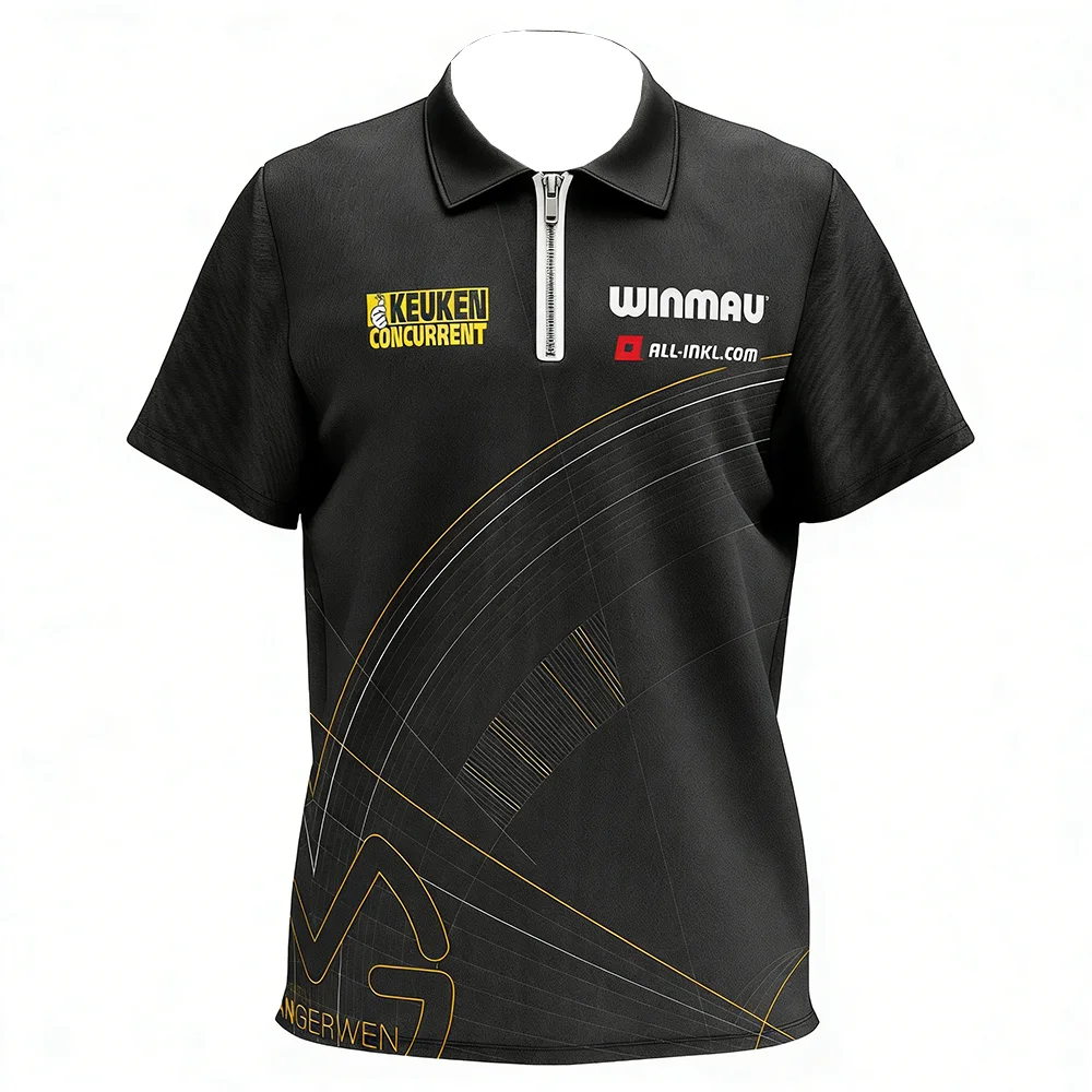 Michael Van Gerwen Dartspieler-Trikot Sport-Poloshirt Schnelltrocknende Atmungsaktive Kleidung für Sportbegeisterte Freizeit-Outfits – Detail 1