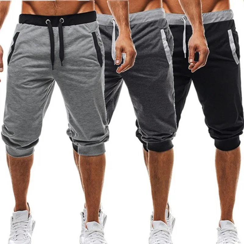 2023 Men\'s Drawstring Summer Jogger Shorts Casual Fitness Double Rope Cropped Trousers Street Fashion Homme Track Pants (S-3XL)