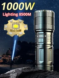 15000000LM 1000W High Power LED Flashlight Tactical Torch 7800mah 18650 Built-in Battery Light Emergency Spotlight 10000M Search