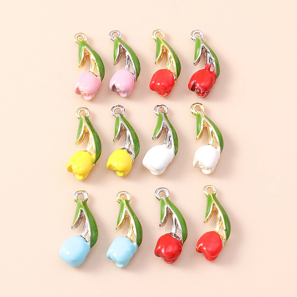 

Leslie 5pcs Cute Mini Rose Flower Dangle Charm Beads for Brand Sterling Silver Bracelet Making Lily Flowers Pendants DIY Crafts