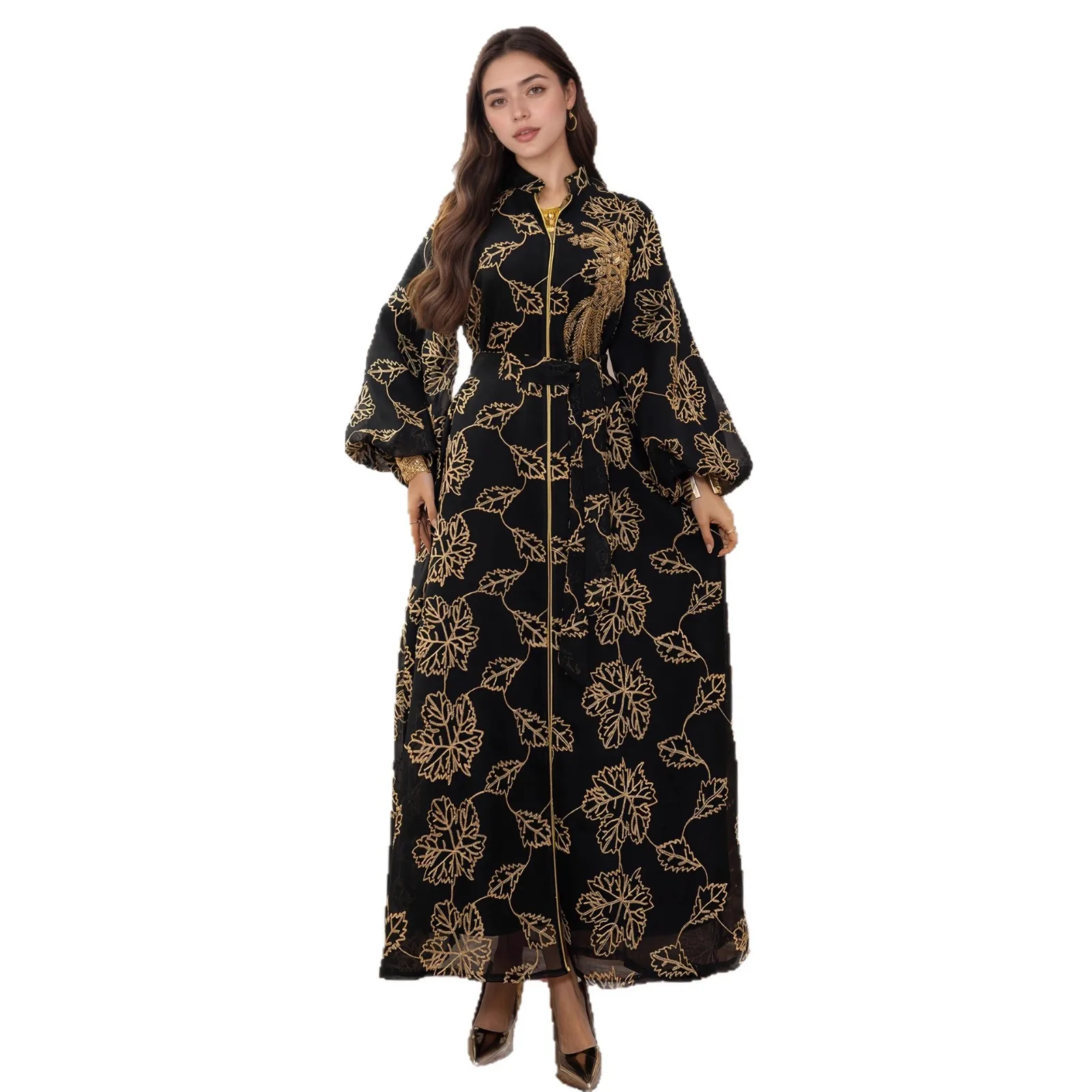 Exquisite Silky Texture Beading Line Embroidery Muslim Fashion Abaya Evening Dress for Awards Ceremonies  Dress Abayas