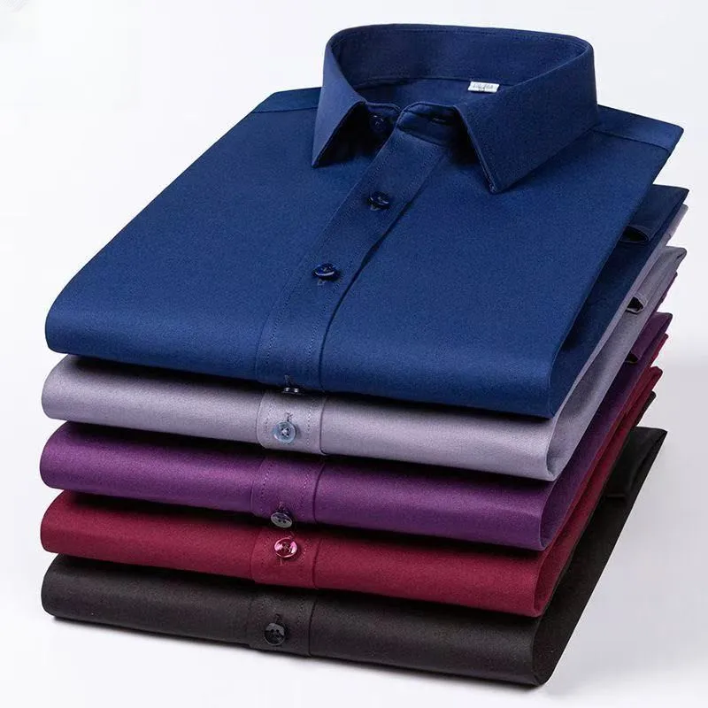 Übergroßen 8XL 7XL 6XL Einfarbig Shirts Für Männer Langarm Frühling Herbst Casual Business Kleid Hemd Grundlegende Sozialen Mann Kleidung
