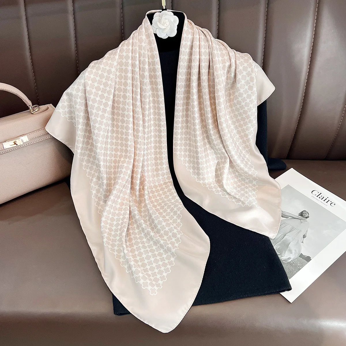 New 90*90cm Silk Scarf Scarftop Headwraps For Woman Fashion Four Seasons Hair Accessories Hijab Foulard Bandana shawl Headscarf