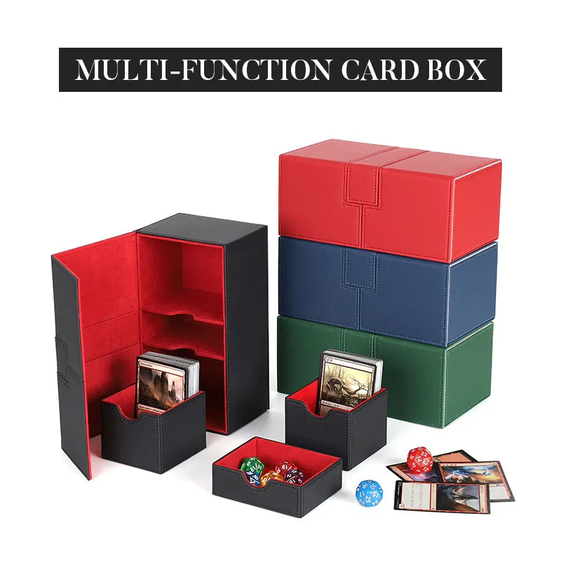 

Card Case Card Game Deck Storage Box Dual Compartments Multiple Uses Container Collection Sleeved Card Case PVC Trading Card Box