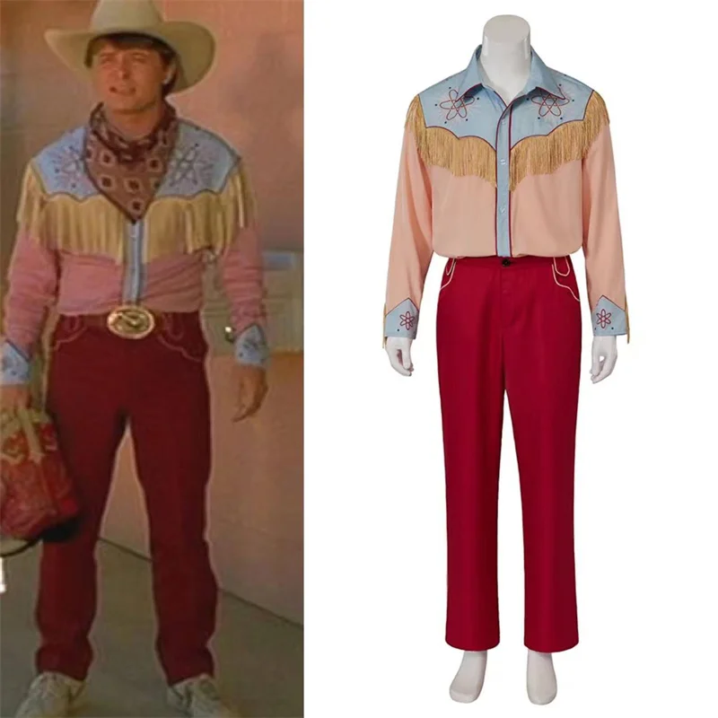 

Movie Back to thg Future Marty McFly Cosplay Costume Adult Men Cowboy Shirt Pants Halloween Party Outfits