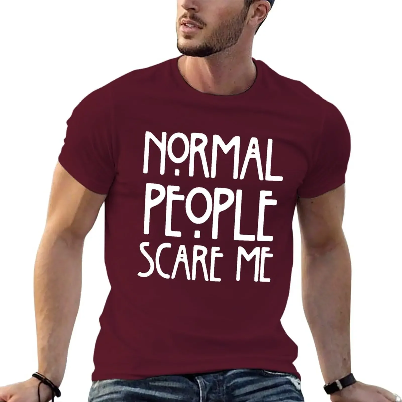 anime kawaii clothes boys animal print shirt mens t shirts pack American Horror Story Normal People Scare Me Shirt AHS T-Shirt