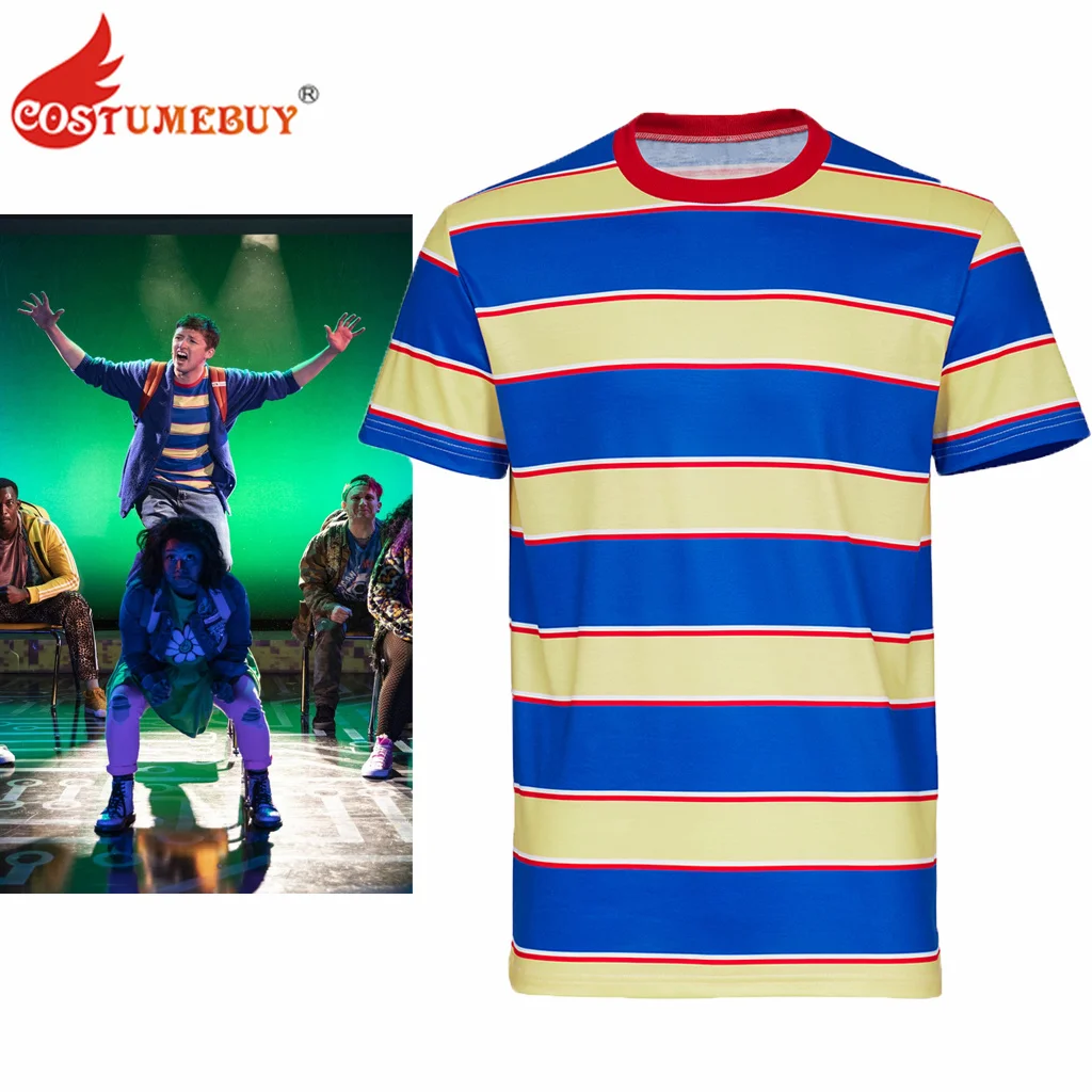 Jeremy Heere from Be More Chill Costume Jeremy Heere Stripe T-Shirt Men's Casual Print Shirt Top Musical Broadway Costume