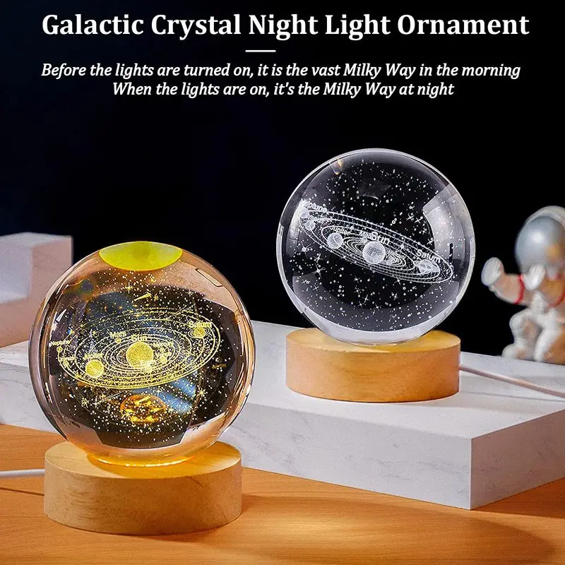 3D Crystal Lights Lamp Glowing Planetary Galaxy Night Light Crystal Ball Night Lights Bedside Light Home Decor Christmas Gift  4