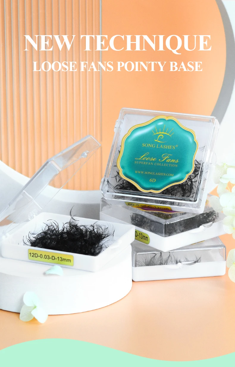 NEW Song Lashes Promade Fans Pointy Base Loose Fans Sharp Thin Root Korea PBT Material 500 Fans