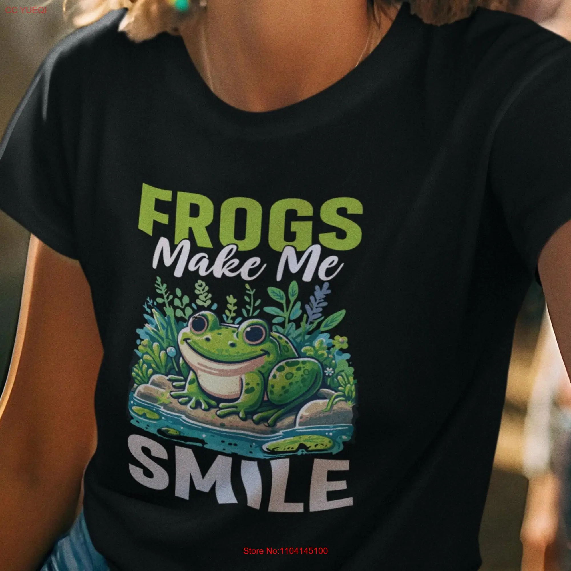 Frogs Make Me Smile T Shirt Frog Lovers Delight Funny Frogful ed Cute s Toad Enthusiast long or short sleeves