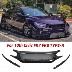 For 10th Civic FK7 FK8 TYPE-R Fiberglass Front Bumper Grille Racing Car Accessories FC JS N1 Style Air Intake Grille Engine Hood
