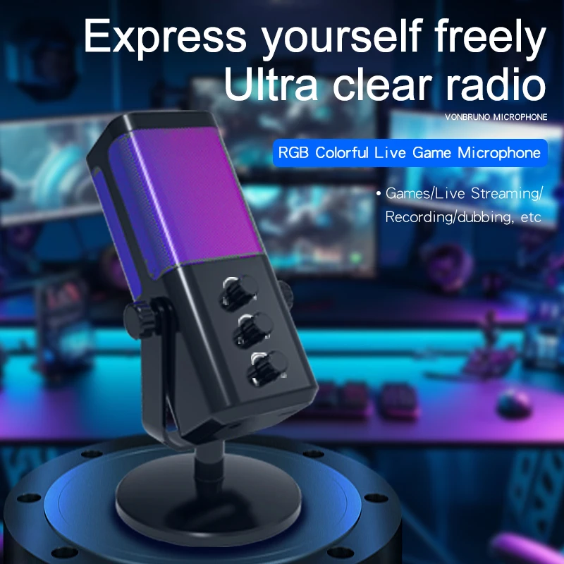 ميكروفون مكثف M7 USB مناسب للكمبيوتر الشخصي وMac وPS4 وPS5 وRGB ميكروفون الكمبيوتر للتسجيل/البث/الألعاب/الكتم الصوت والضوضاء #2