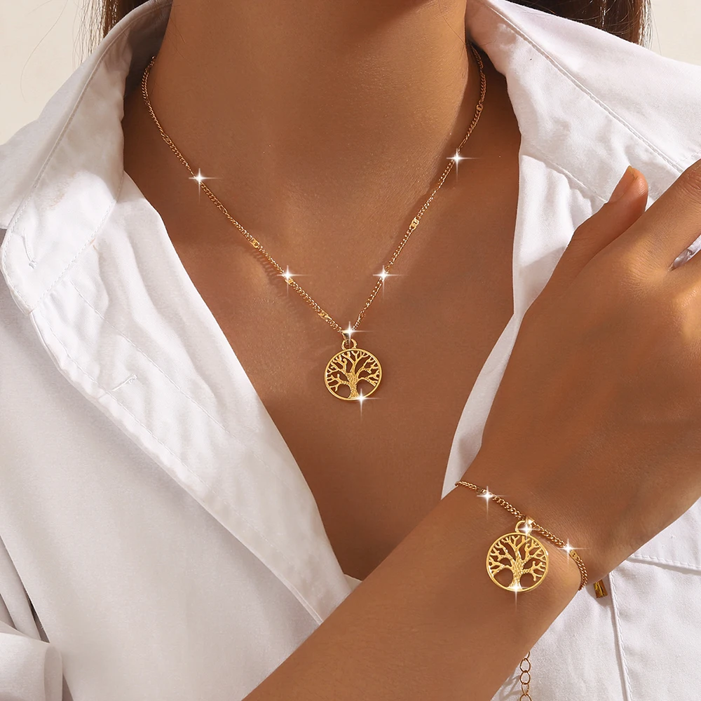 4pcs Tree of Life Jewelry Set for Women, Featuring a Fashionable, Simple, Elegant, and Exquisite Vintage Design