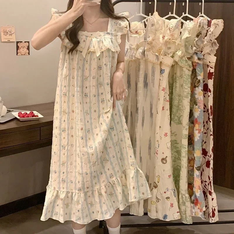 Neue Schlafkleider für Teenager-Mädchen, Sommer-Schlafkleidung für Studentinnen, mit Brustpolstern, lockere Hauskleidung, Damen-Pyjamas, lässige Loungewear für Frauen
