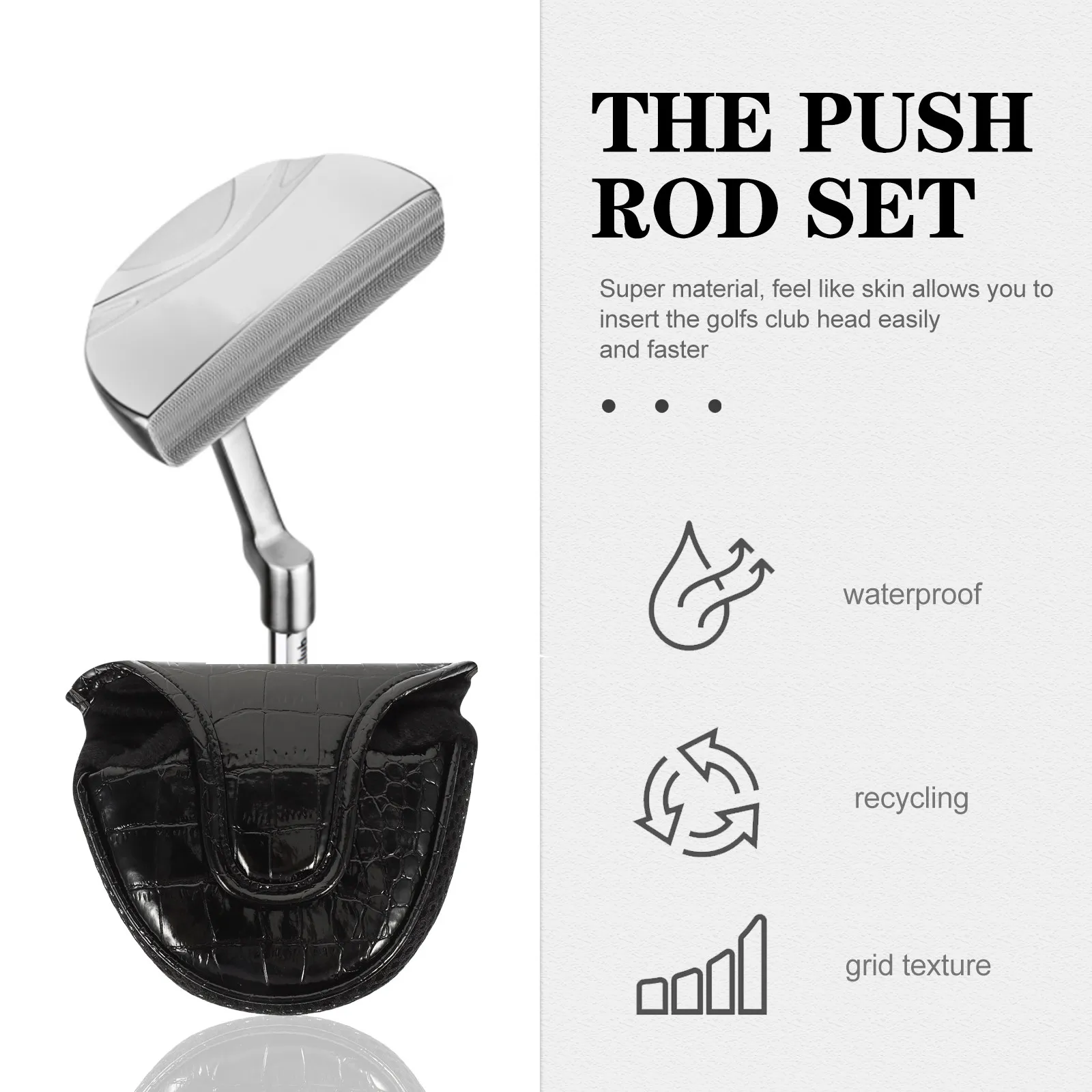 

1pc Golf Club Head Cover Pu Wear-Resistant Mallet Putter Cover For Center Shaft 3 Wood Headcover Golf Accessories Men Practical