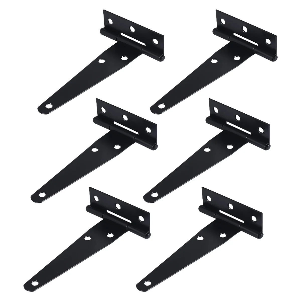 6 PCS 4 Inch T-Strap Hinges Rustic Gate Strap Hinge Rustproof Gate Door Black Hinges for Windows, Fence and Barn Gates