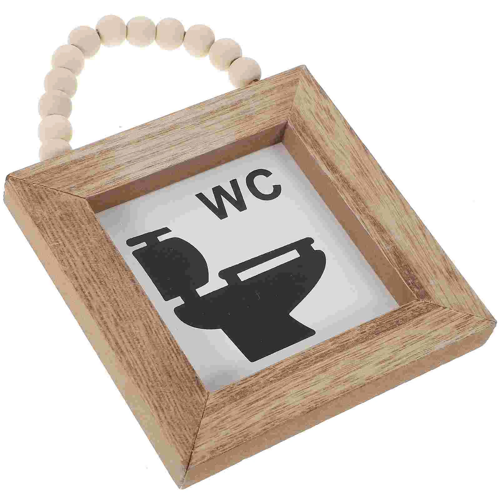 Toilet Wooden Sign Wall Pendant Decoration Hanging Board Rustic Style Bathroom Men and Women