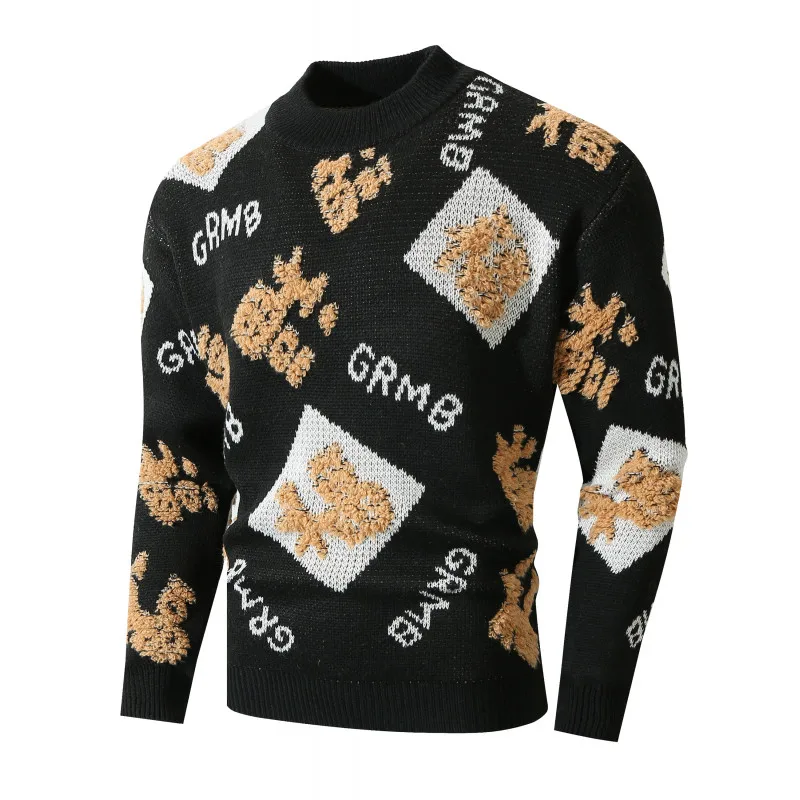 M-XXXL Sweater rajut lengan panjang uniseks, Sweater Tahun Baru China, Jumper Natal rajut kasual leher bulat, Sweater natal ukuran Plus untuk pria dan wanita